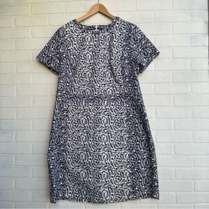 Boden Isla Women’s Navy and White Patterned Short-Sleeve Dress